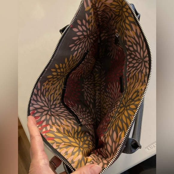 Lodis Black Leather Purse, Shoulder bag, Floral lining - Picture 7 of 16